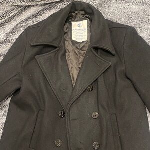 Vintage Black Wool Peacoat